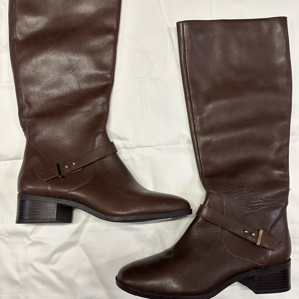 Elegant Brown Leather Knee-High Boots